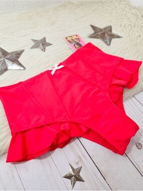 Strawberry Milk Mob Fitzgerald bikini bottom red ruffle bow high waist small NWT